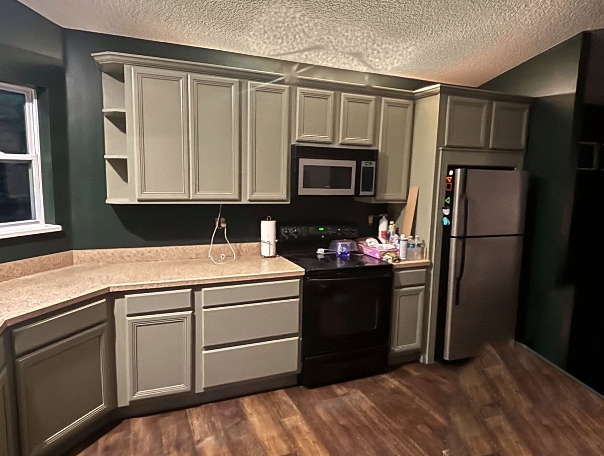 Kitchen cabinets painted sage gray