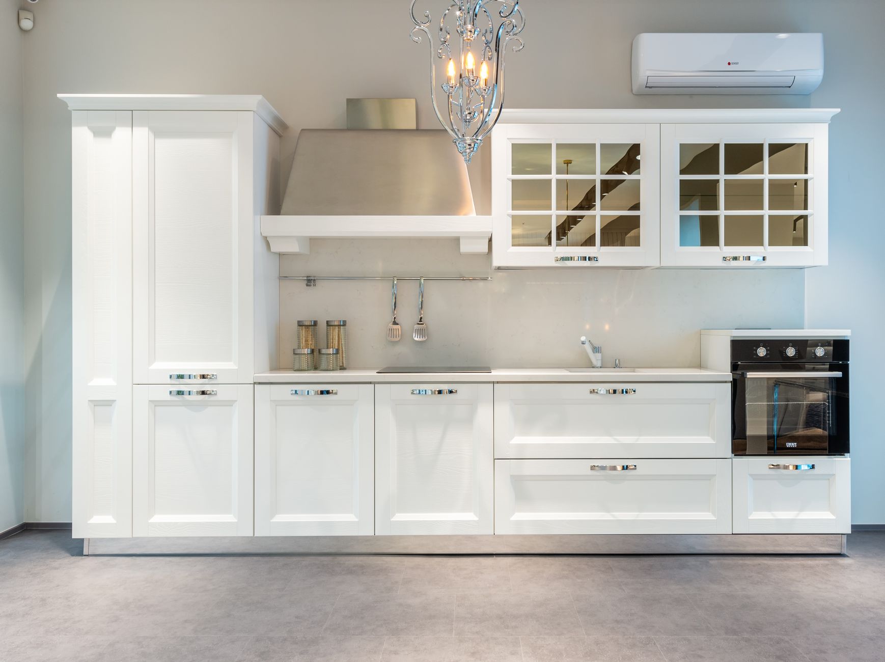 Bright white kitchen cabinets